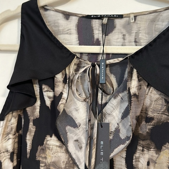 NWT elie Tahari $228 Penbrook briar silk Sleeveless Ruffle blouse - Picture 2 of 3